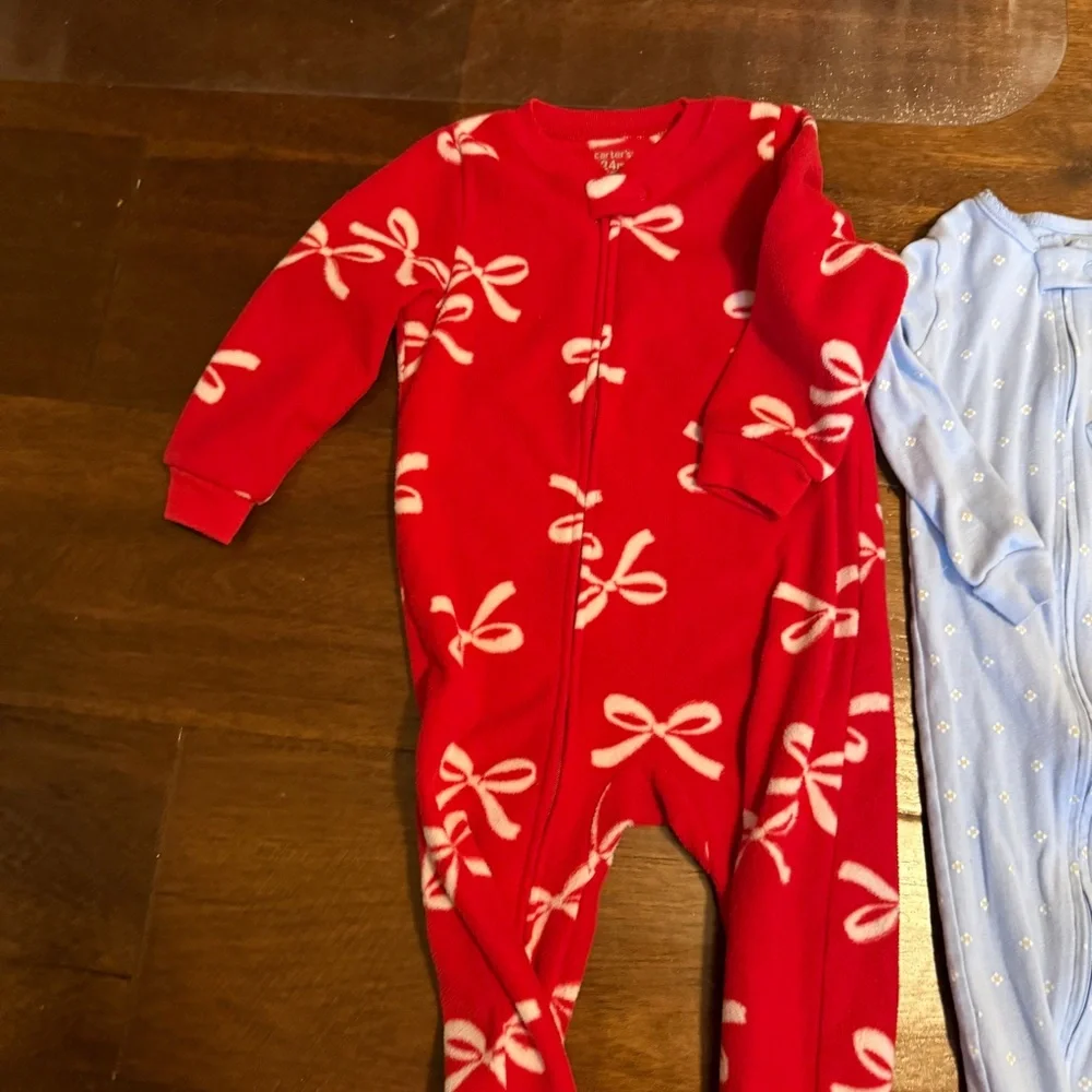 Carter's Kids 4 piece bundle- One Piece Footies - Red, Blue, Pink, White